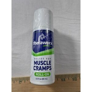 Theraworx Relief Muscle Cramps Roll-On 3.0 oz White NEW 2 Pack